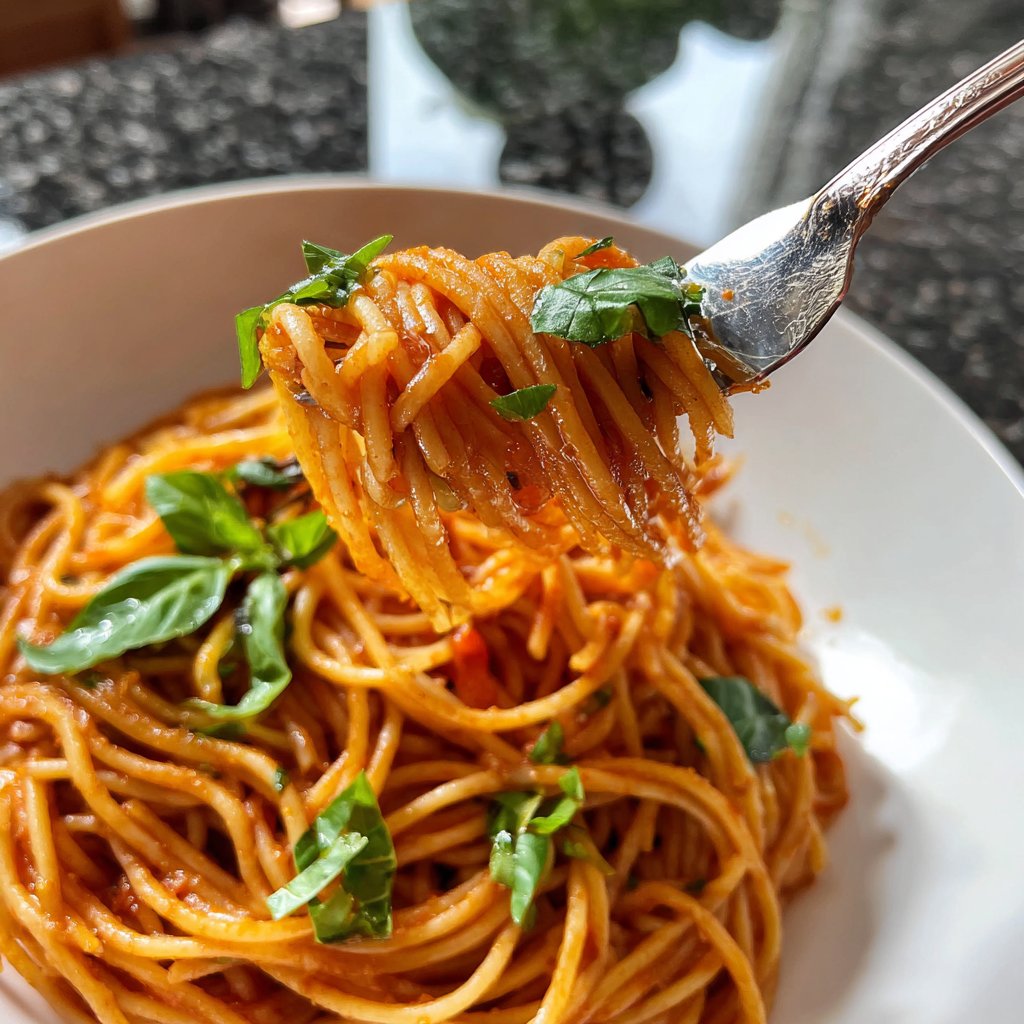 Spaghetti mit Tomaten-Basilikum-Sauce