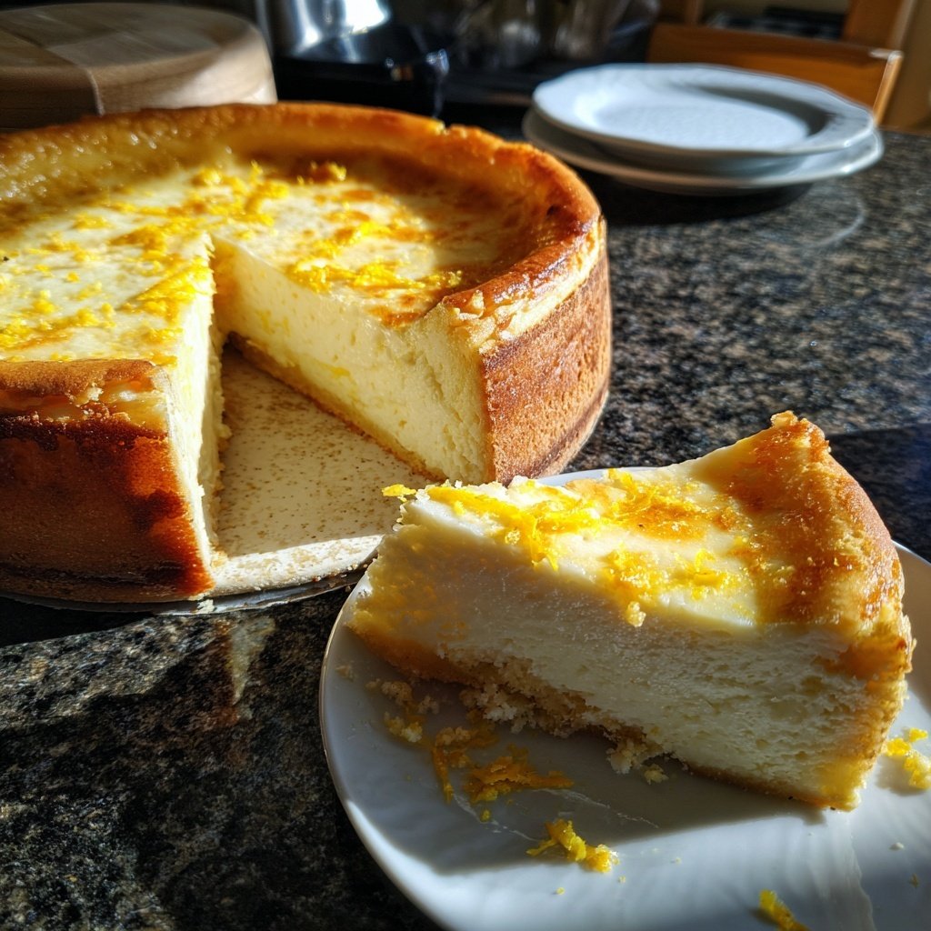 Käsekuchen mit Vanille und Zitronenabrieb