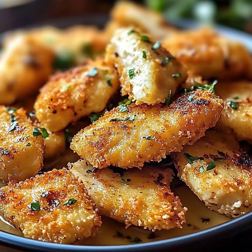 Knusprige, im Ofen gebackene Hähnchenstreifen mit Parmesan