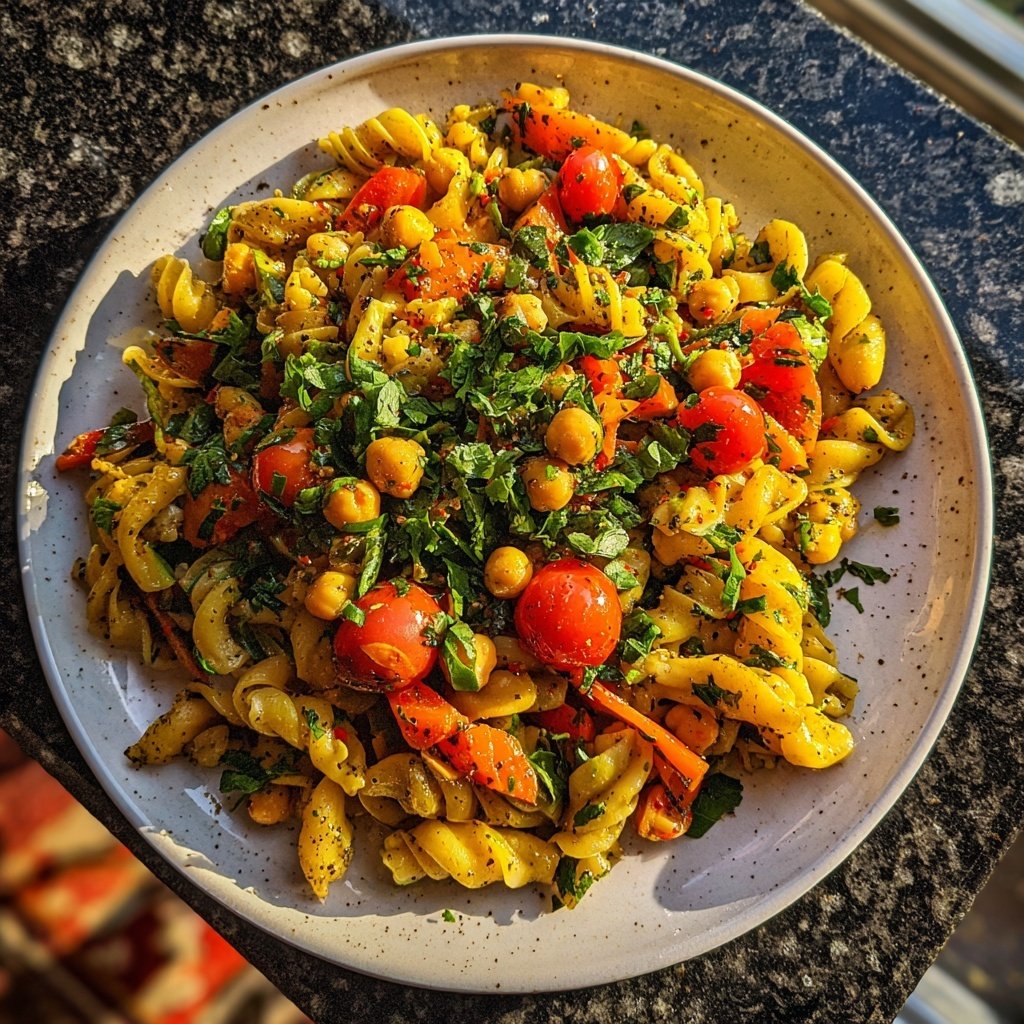 Mediterraner Nudelsalat Mit Kichererbsen
