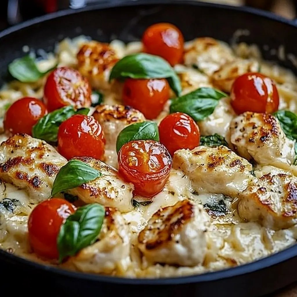 Hähnchen-Reis-Pfanne mit Mozzarella