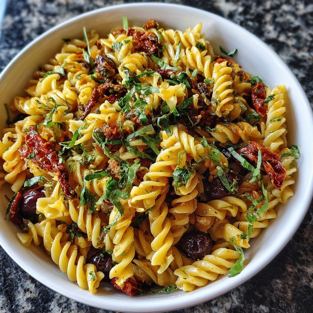 Mediterraner Nudelsalat Mit Getrockneten Tomaten