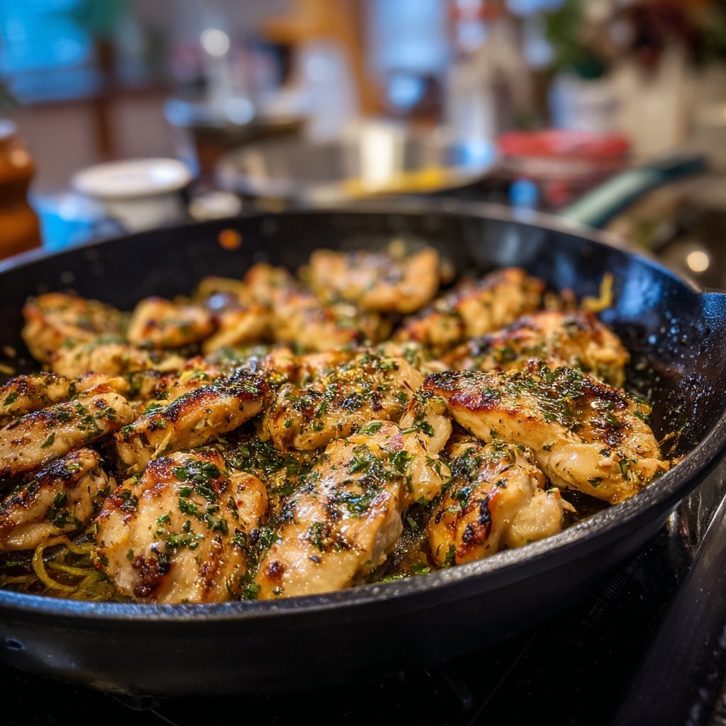 Kalorienarme Hähnchenpfanne Mit Zitronen Kräutern