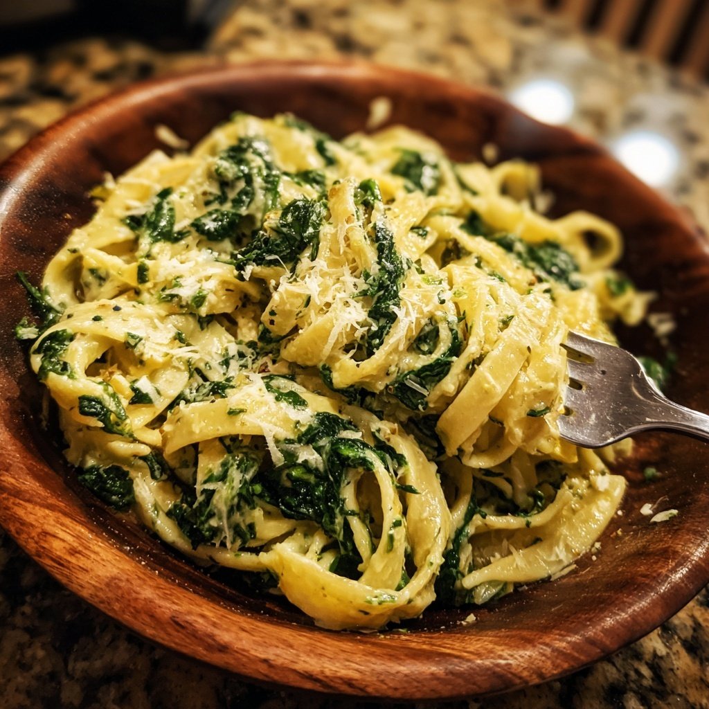 Pasta Mit Spinat Und Knoblauch